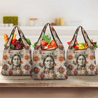 Sitting Bull Portrait Grocery Bag Native American Tipi with Feathers and Spears Indigenous Pride - Wonder Print Shop