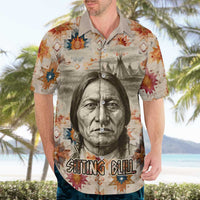 Sitting Bull Portrait Hawaiian Shirt Native American Tipi with Feathers and Spears Indigenous Pride - Wonder Print Shop