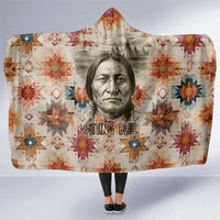Sitting Bull Portrait Hooded Blanket Native American Tipi with Feathers and Spears Indigenous Pride - Wonder Print Shop
