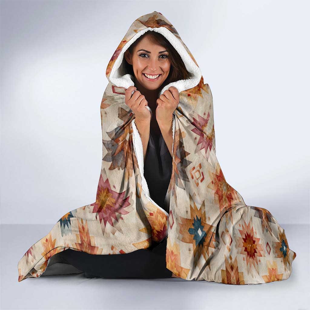 Sitting Bull Portrait Hooded Blanket Native American Tipi with Feathers and Spears Indigenous Pride - Wonder Print Shop