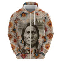 Sitting Bull Portrait Hoodie Native American Tipi with Feathers and Spears Indigenous Pride - Wonder Print Shop