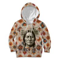 Sitting Bull Portrait Kid Hoodie Native American Tipi with Feathers and Spears Indigenous Pride - Wonder Print Shop