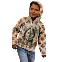 Sitting Bull Portrait Kid Hoodie Native American Tipi with Feathers and Spears Indigenous Pride - Wonder Print Shop