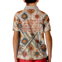 Sitting Bull Portrait Kid Polo Shirt Native American Tipi with Feathers and Spears Indigenous Pride - Wonder Print Shop