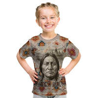 Sitting Bull Portrait Kid T Shirt Native American Tipi with Feathers and Spears Indigenous Pride - Wonder Print Shop