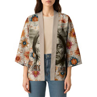 Sitting Bull Portrait Kimono Native American Tipi with Feathers and Spears Indigenous Pride - Wonder Print Shop