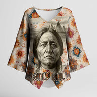 Sitting Bull Portrait Kimono Sleeve Blouse Native American Tipi with Feathers and Spears Indigenous Pride - Wonder Print Shop
