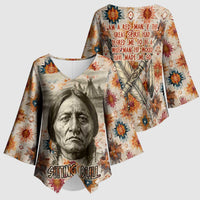 Sitting Bull Portrait Kimono Sleeve Blouse Native American Tipi with Feathers and Spears Indigenous Pride - Wonder Print Shop