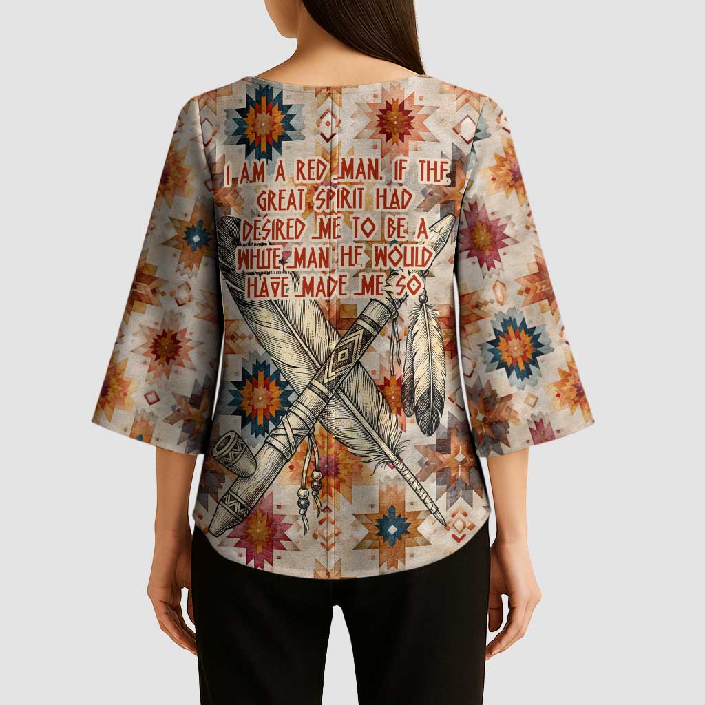 Sitting Bull Portrait Kimono Sleeve Blouse Native American Tipi with Feathers and Spears Indigenous Pride - Wonder Print Shop