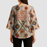Sitting Bull Portrait Kimono Sleeve Blouse Native American Tipi with Feathers and Spears Indigenous Pride - Wonder Print Shop