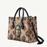 Sitting Bull Portrait Leather Bag Native American Tipi with Feathers and Spears Indigenous Pride - Wonder Print Shop