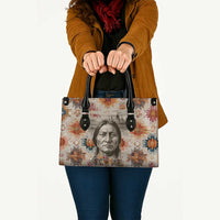 Sitting Bull Portrait Leather Bag Native American Tipi with Feathers and Spears Indigenous Pride - Wonder Print Shop