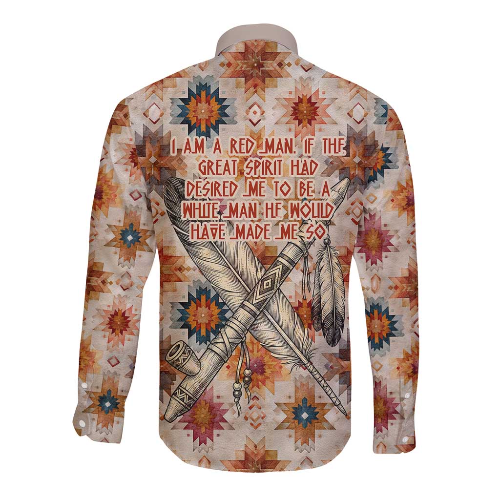 Sitting Bull Portrait Long Sleeve Button Shirt Native American Tipi with Feathers and Spears Indigenous Pride - Wonder Print Shop