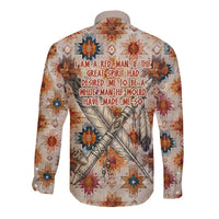 Sitting Bull Portrait Long Sleeve Button Shirt Native American Tipi with Feathers and Spears Indigenous Pride - Wonder Print Shop