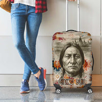 Sitting Bull Portrait Luggage Cover Native American Tipi with Feathers and Spears Indigenous Pride - Wonder Print Shop