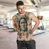 Sitting Bull Portrait Men Tank Top Native American Tipi with Feathers and Spears Indigenous Pride - Wonder Print Shop