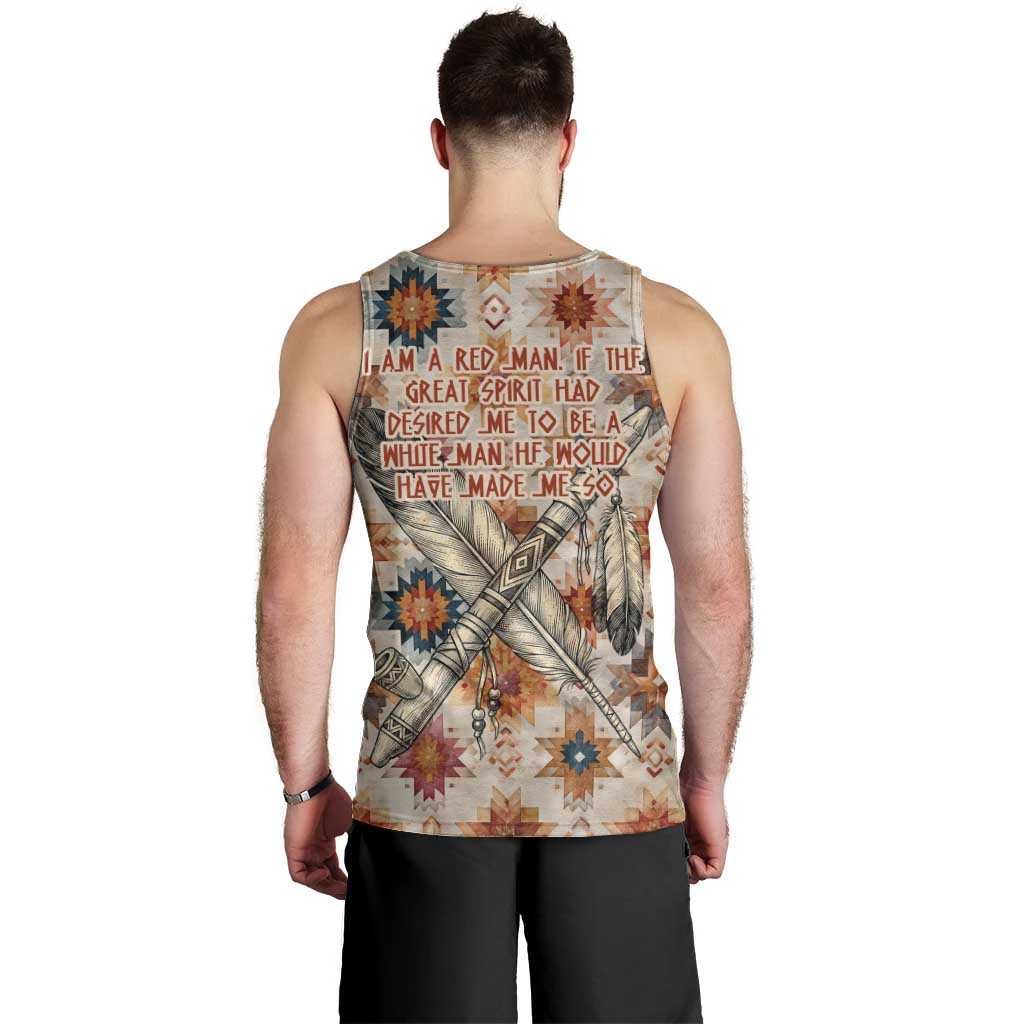Sitting Bull Portrait Men Tank Top Native American Tipi with Feathers and Spears Indigenous Pride - Wonder Print Shop