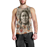 Sitting Bull Portrait Men Tank Top Native American Tipi with Feathers and Spears Indigenous Pride - Wonder Print Shop