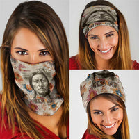 Sitting Bull Portrait Neck Gaiter Native American Tipi with Feathers and Spears Indigenous Pride - Wonder Print Shop