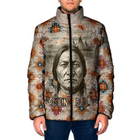 Sitting Bull Portrait Padded Jacket Native American Tipi with Feathers and Spears Indigenous Pride - Wonder Print Shop