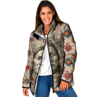 Sitting Bull Portrait Padded Jacket Native American Tipi with Feathers and Spears Indigenous Pride - Wonder Print Shop