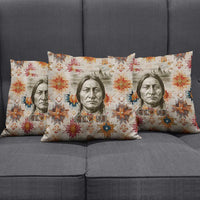 Sitting Bull Portrait Pillow Cover Native American Tipi with Feathers and Spears Indigenous Pride - Wonder Print Shop