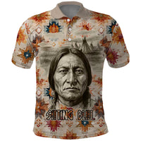 Sitting Bull Portrait Polo Shirt Native American Tipi with Feathers and Spears Indigenous Pride - Wonder Print Shop