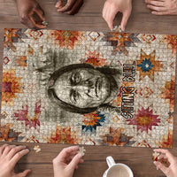 Sitting Bull Portrait Puzzle Native American Tipi with Feathers and Spears Indigenous Pride - Wonder Print Shop