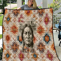 Sitting Bull Portrait Quilt Native American Tipi with Feathers and Spears Indigenous Pride - Wonder Print Shop