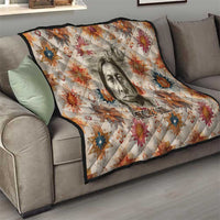 Sitting Bull Portrait Quilt Native American Tipi with Feathers and Spears Indigenous Pride - Wonder Print Shop