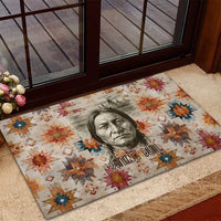 Sitting Bull Portrait Rubber Doormat Native American Tipi with Feathers and Spears Indigenous Pride - Wonder Print Shop