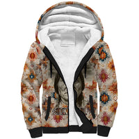 Sitting Bull Portrait Sherpa Hoodie Native American Tipi with Feathers and Spears Indigenous Pride - Wonder Print Shop
