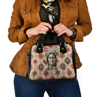 Sitting Bull Portrait Shoulder Handbag Native American Tipi with Feathers and Spears Indigenous Pride - Wonder Print Shop