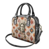 Sitting Bull Portrait Shoulder Handbag Native American Tipi with Feathers and Spears Indigenous Pride - Wonder Print Shop