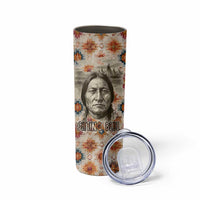 Sitting Bull Portrait Skinny Tumbler Native American Tipi with Feathers and Spears Indigenous Pride - Wonder Print Shop