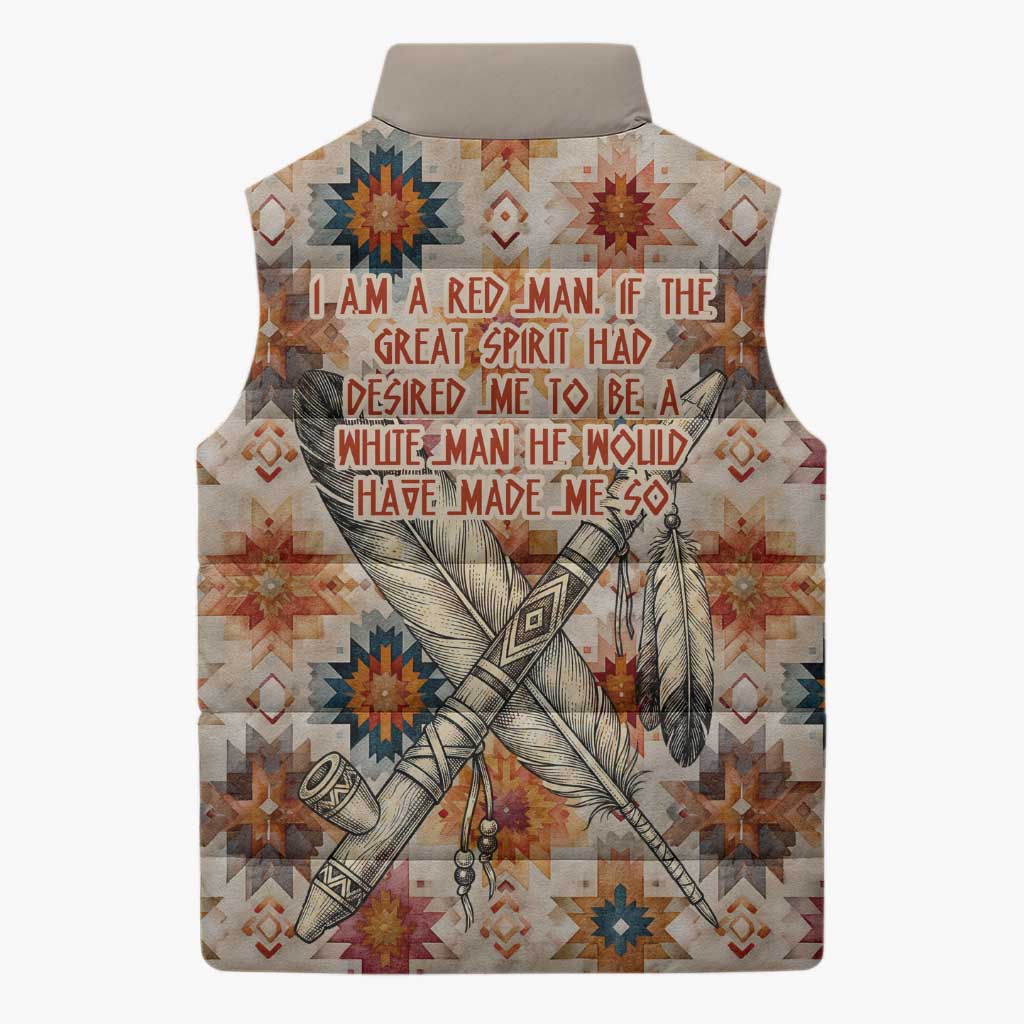 Sitting Bull Portrait Sleeveless Puffer Jacket Native American Tipi with Feathers and Spears Indigenous Pride - Wonder Print Shop