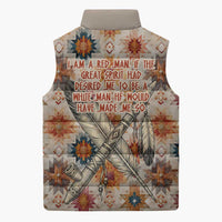 Sitting Bull Portrait Sleeveless Puffer Jacket Native American Tipi with Feathers and Spears Indigenous Pride - Wonder Print Shop