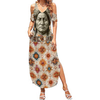Sitting Bull Portrait Summer Maxi Dress Native American Tipi with Feathers and Spears Indigenous Pride - Wonder Print Shop