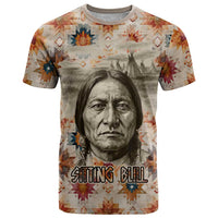 Sitting Bull Portrait T Shirt Native American Tipi with Feathers and Spears Indigenous Pride - Wonder Print Shop