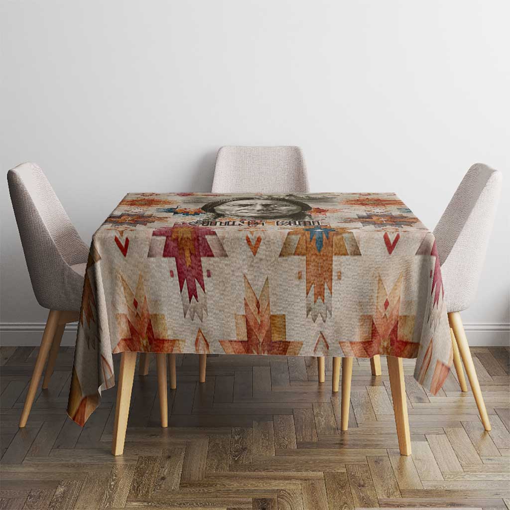 Sitting Bull Portrait Tablecloth Native American Tipi with Feathers and Spears Indigenous Pride - Wonder Print Shop