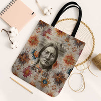 Sitting Bull Portrait Tote Bag Native American Tipi with Feathers and Spears Indigenous Pride - Wonder Print Shop