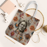Sitting Bull Portrait Tote Bag Native American Tipi with Feathers and Spears Indigenous Pride - Wonder Print Shop