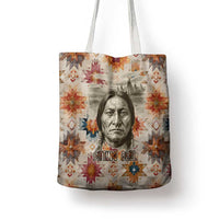 Sitting Bull Portrait Tote Bag Native American Tipi with Feathers and Spears Indigenous Pride - Wonder Print Shop