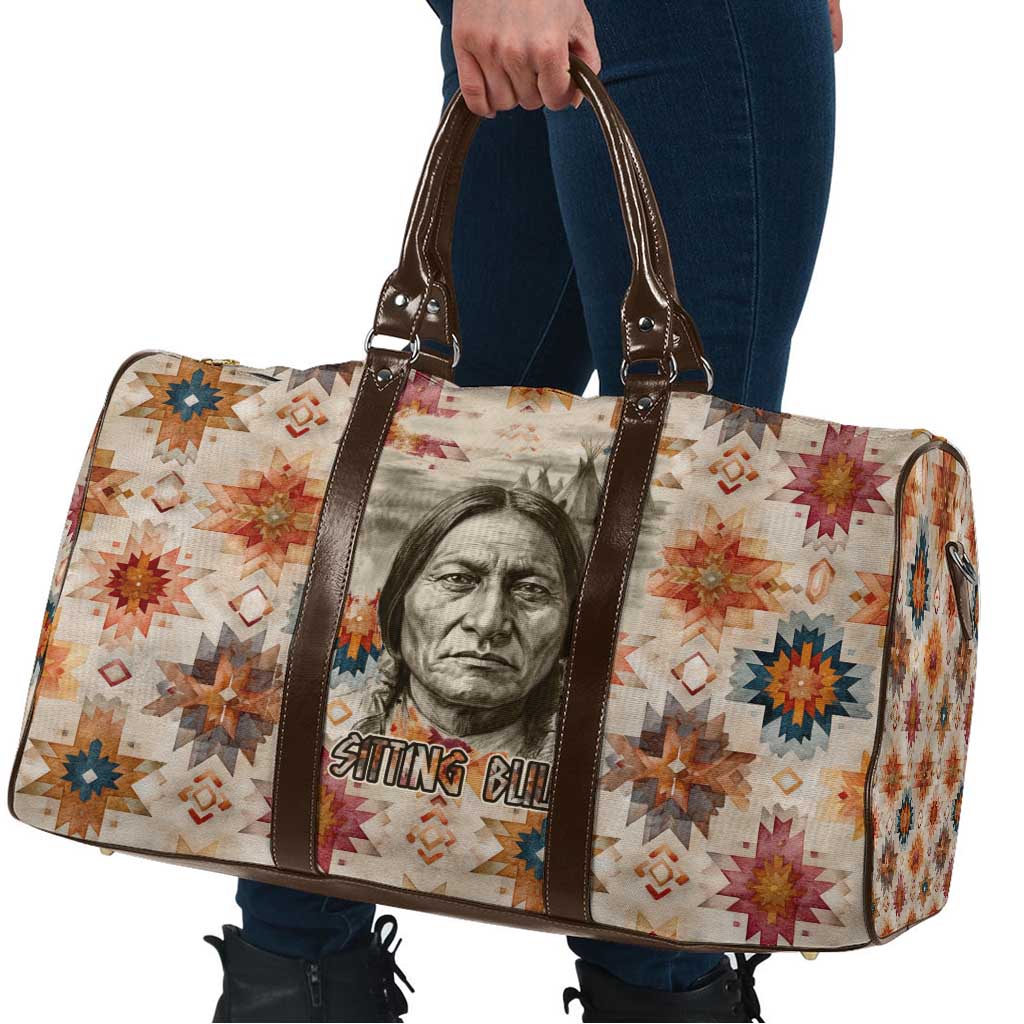 Sitting Bull Portrait Travel Bag Native American Tipi with Feathers and Spears Indigenous Pride - Wonder Print Shop