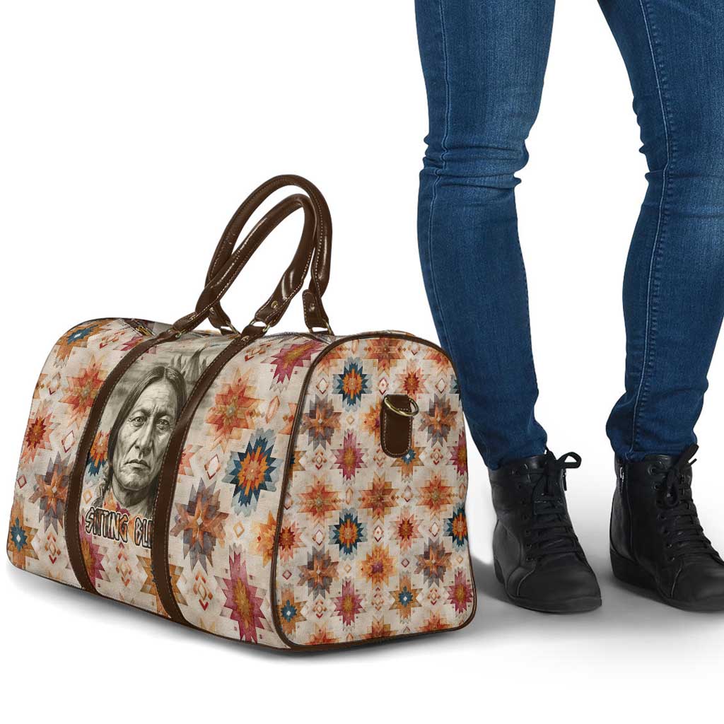 Sitting Bull Portrait Travel Bag Native American Tipi with Feathers and Spears Indigenous Pride - Wonder Print Shop