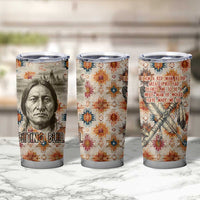 Sitting Bull Portrait Tumbler Cup Native American Tipi with Feathers and Spears Indigenous Pride - Wonder Print Shop