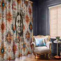 Sitting Bull Portrait Window Curtain Native American Tipi with Feathers and Spears Indigenous Pride - Wonder Print Shop