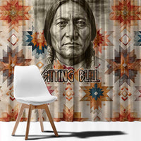 Sitting Bull Portrait Window Curtain Native American Tipi with Feathers and Spears Indigenous Pride - Wonder Print Shop