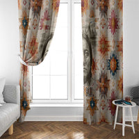 Sitting Bull Portrait Window Curtain Native American Tipi with Feathers and Spears Indigenous Pride - Wonder Print Shop