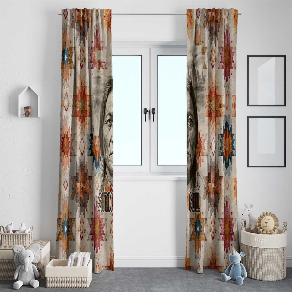 Sitting Bull Portrait Window Curtain Native American Tipi with Feathers and Spears Indigenous Pride - Wonder Print Shop